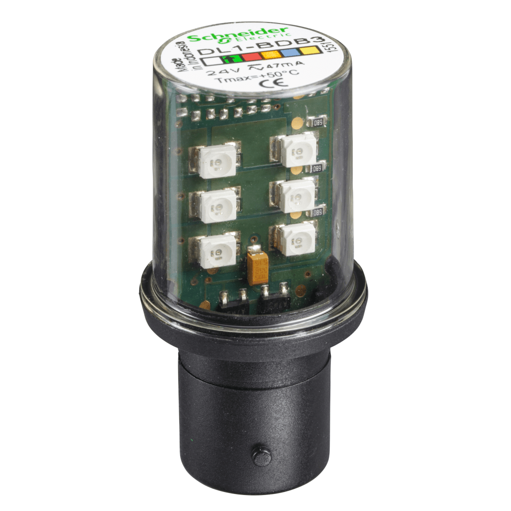 DL1BDB3 - Harmony XVB, Protected LED bulb, BA 15d, green, steady light, 24 V AC/DC Schneider Electric