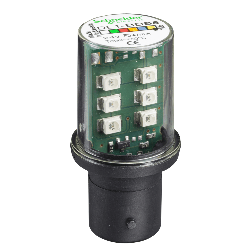 DL1BDB8 - Harmony XVB, Protected LED bulb, BA 15d, yellow, steady light, 24 V AC/DC Schneider Electric