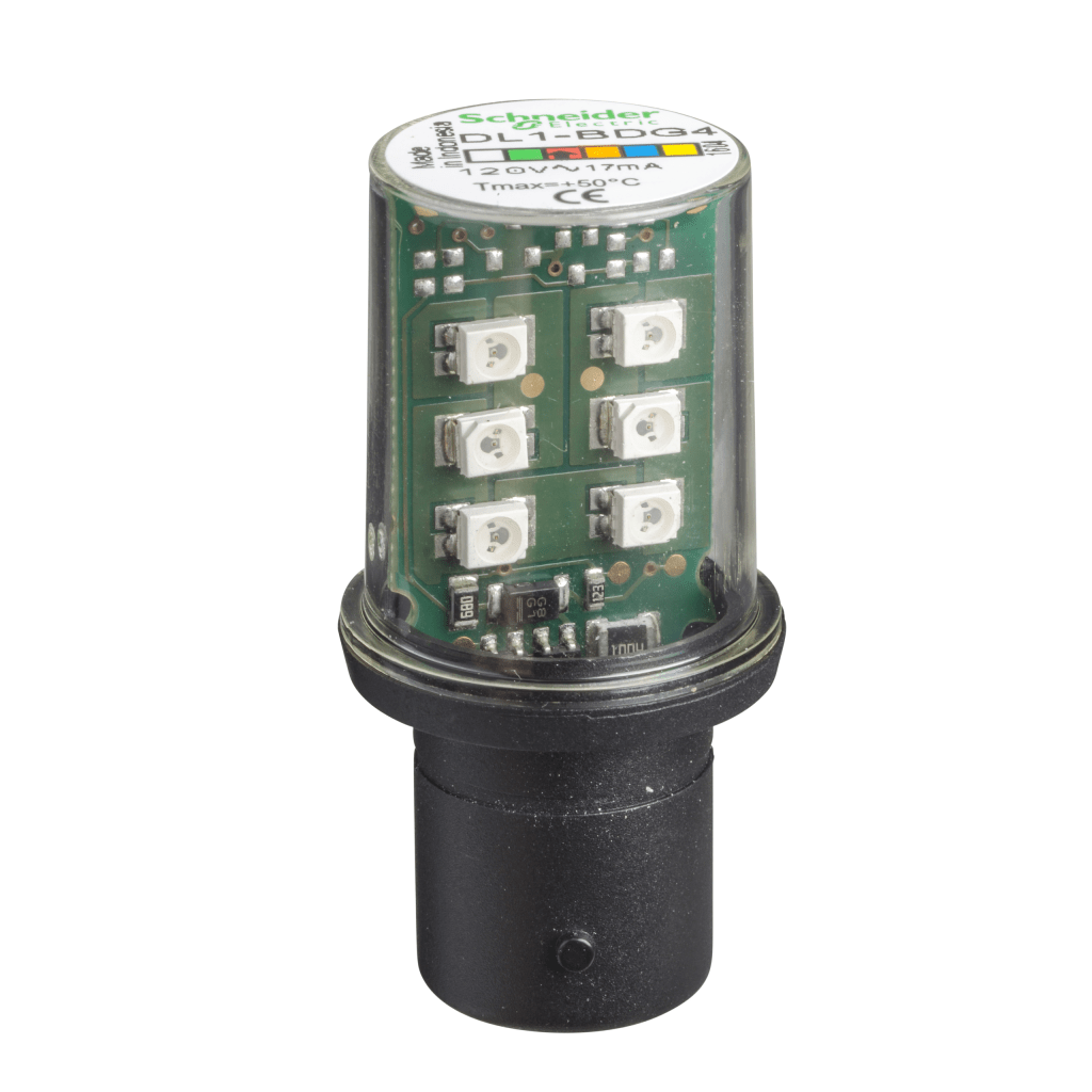 DL1BDG4 - Harmony XVB, Protected LED bulb, BA 15d, red, steady light, 120 V AC Schneider Electric