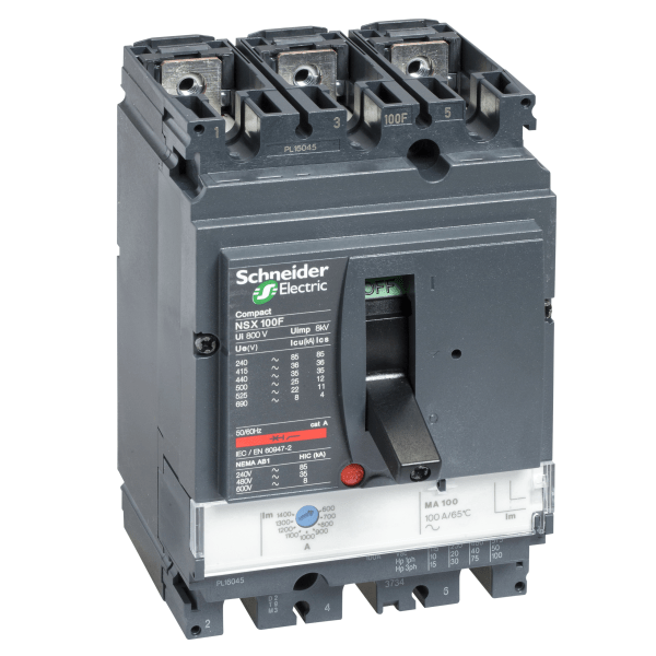 LV429760 — LV429760 - circuit breaker ComPact NSX100H, 70 kA at 415 VAC, MA trip unit 100 A, 3 poles 3d Schneider Electric