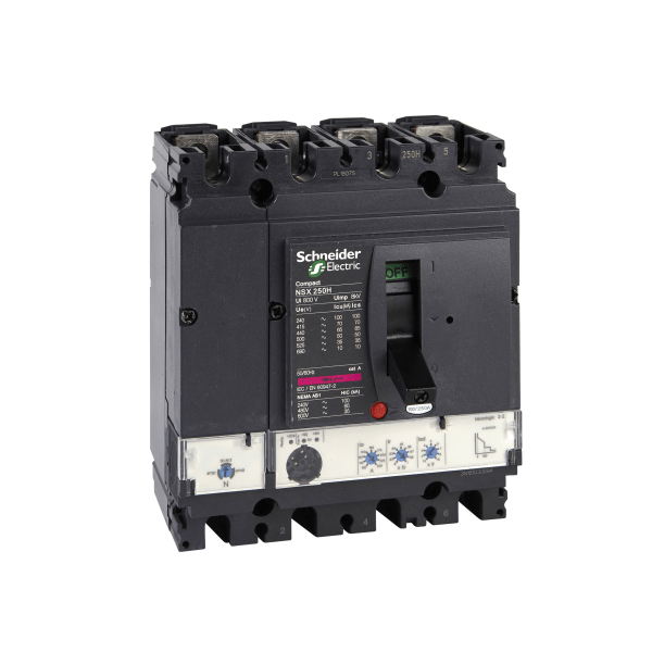 LV431800 — LV431800 - circuit breaker ComPact NSX250H, 70 kA at 415 VAC, MicroLogic 2.2 trip unit 250 A, 4 poles 4d Schneider Electric