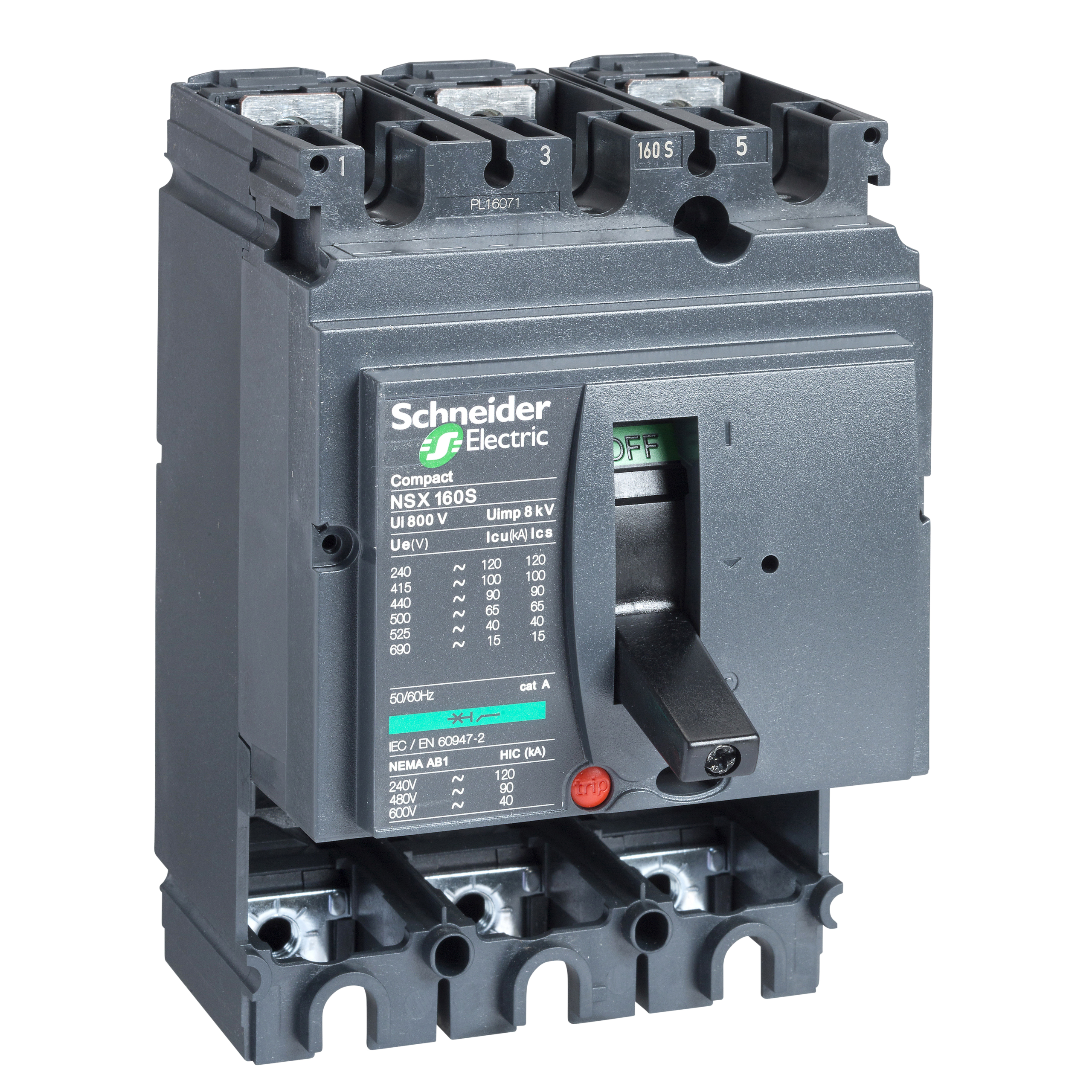 LV430405 - circuit breaker basic frame, ComPact NSX160L, 150 kA at 415 VAC 50/60 Hz, 160 A, without trip unit, 3 poles Schneider Electric