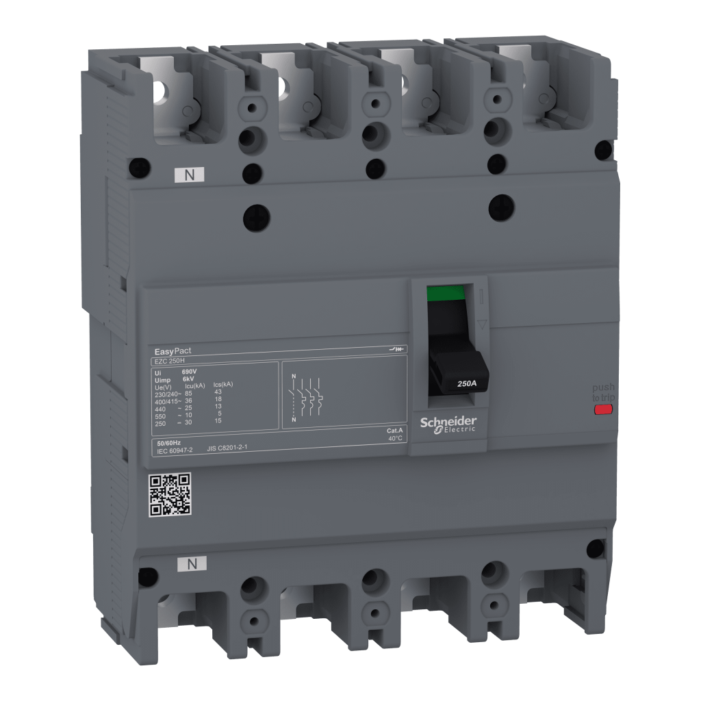 EZC250H4100 - circuit breaker Easypact EZC250H - TMD - 100 A - 4 poles 3d Schneider Electric