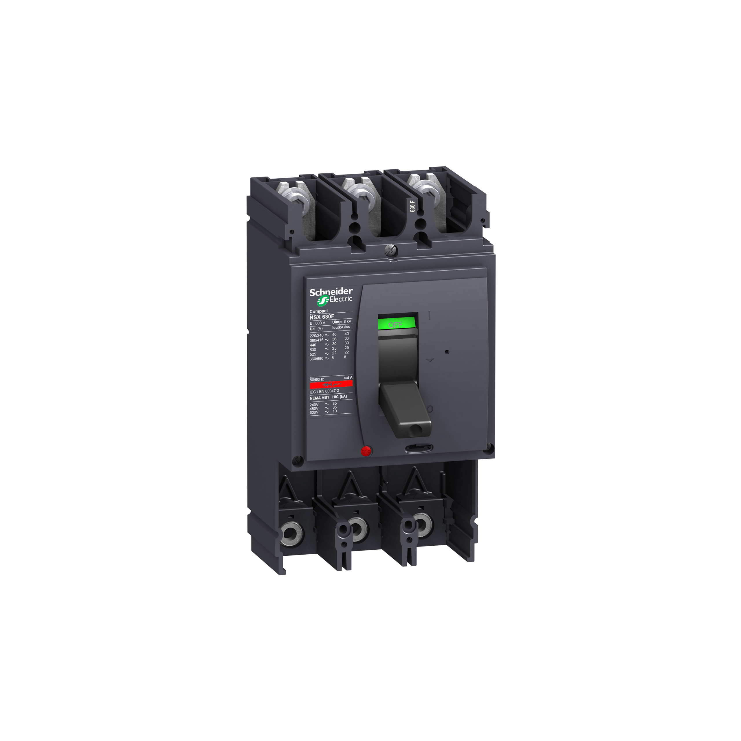 LV432813 - circuit breaker basic frame, ComPact NSX630F, 36 kA at 415 VAC 50/60 Hz, 630 A, without trip unit, 3 poles Schneider Electric