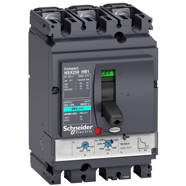 LV433212 — LV433212 - circuit breaker ComPact NSX100HB1, 75 kA at 690 VAC, TMD trip unit 50 A, 3 poles 3d Schneider Electric