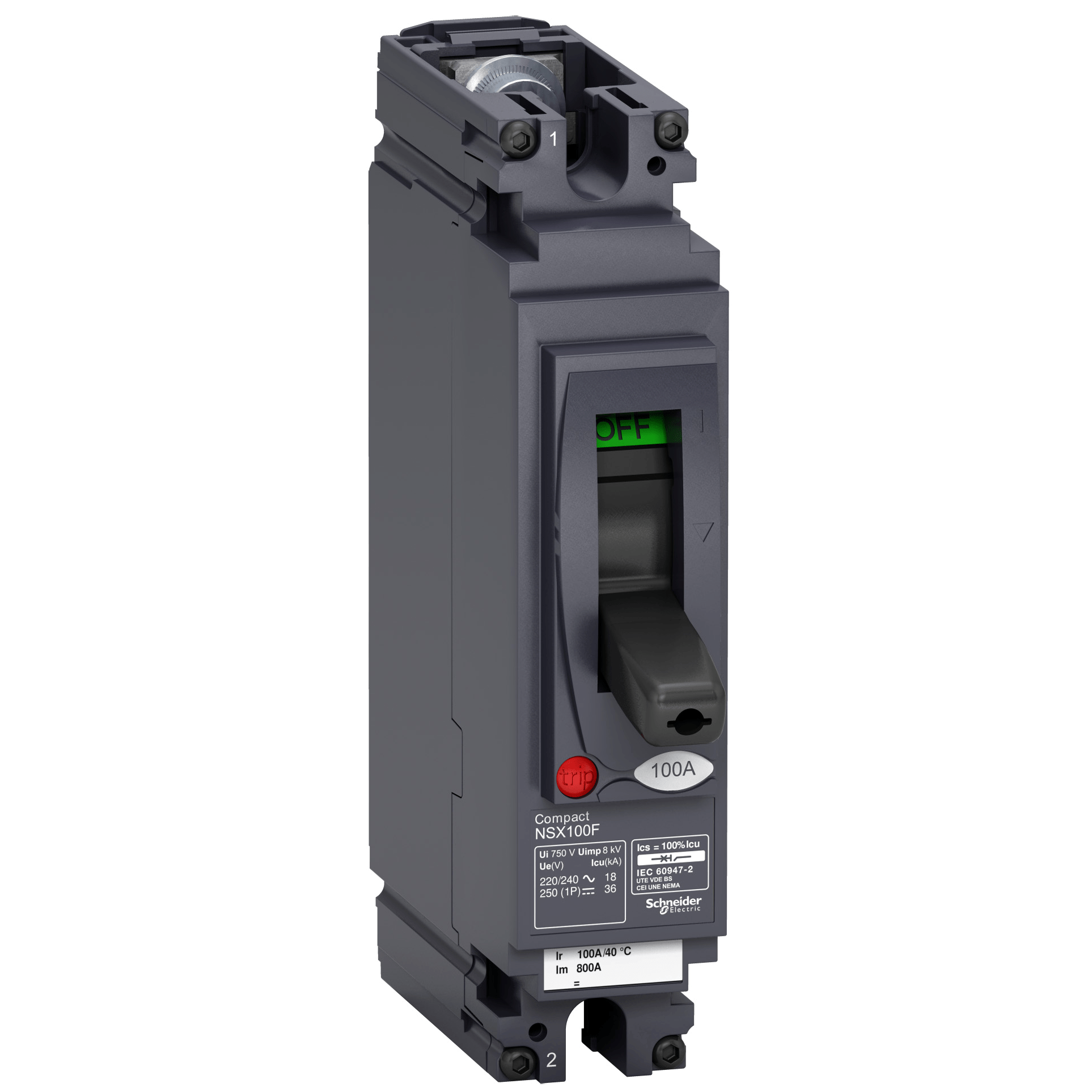 LV438562 - circuit breaker ComPact NSX100F AC/DC, 18 kA at 240 VAC, TMD trip unit 16 A, 1 pole 1d Schneider Electric