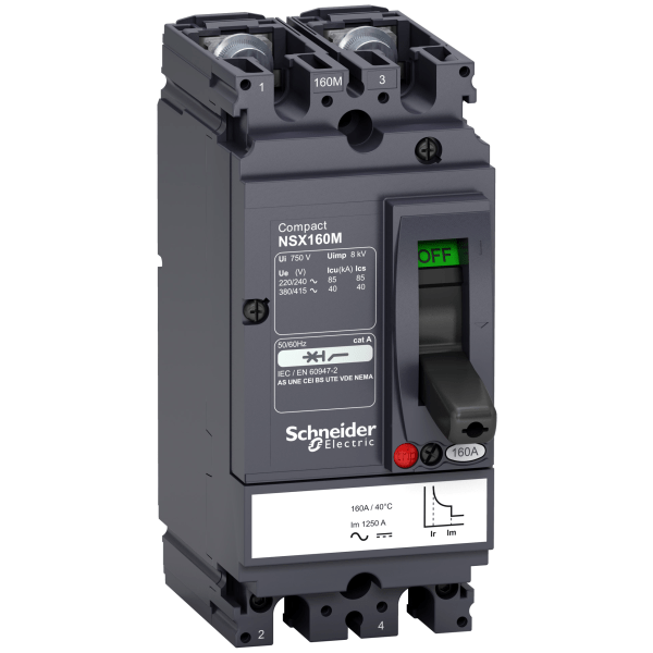 LV438710 — LV438710 - circuit breaker ComPact NSX160M AC/DC, 25 kA at 415 VAC, TMD trip unit 160 A, 2 poles 2d Schneider Electric