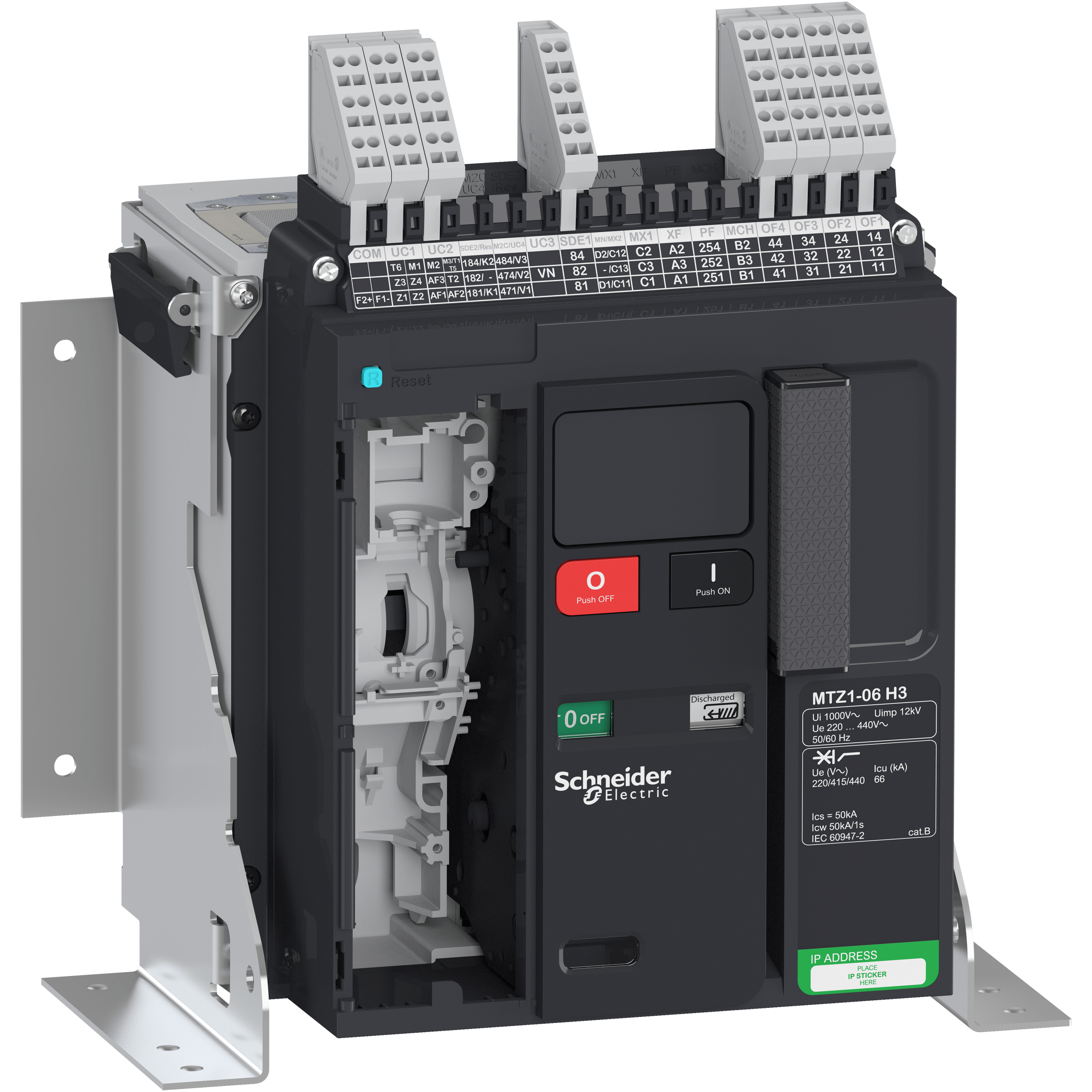 LV846436 - Circuit breaker Masterpact MTZ1 06H3, 630 A, 3P fixed, without Micrologic Schneider Electric