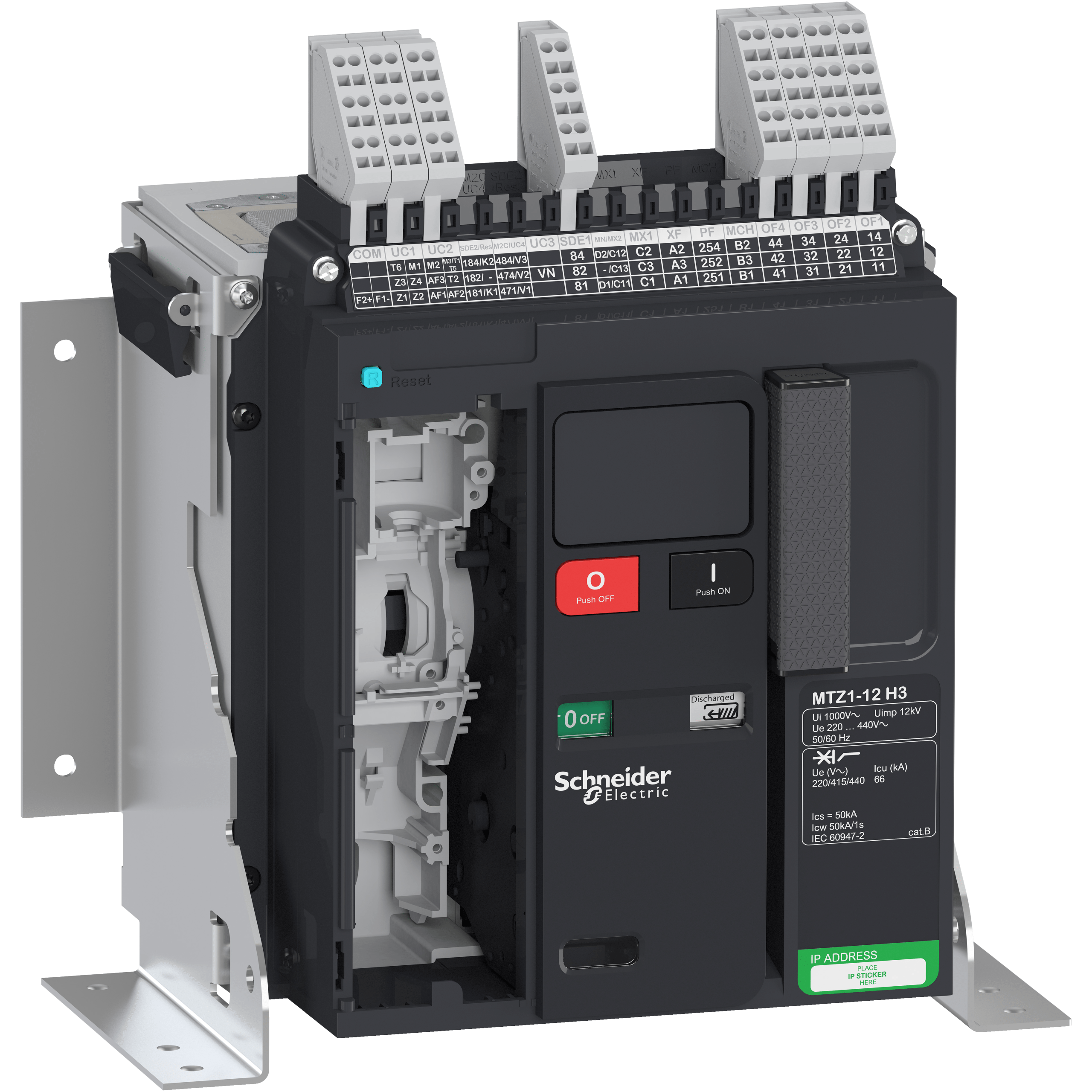 LV846439 - Circuit breaker Masterpact MTZ1 12H3, 1250 A, 3P fixed, without Micrologic Schneider Electric
