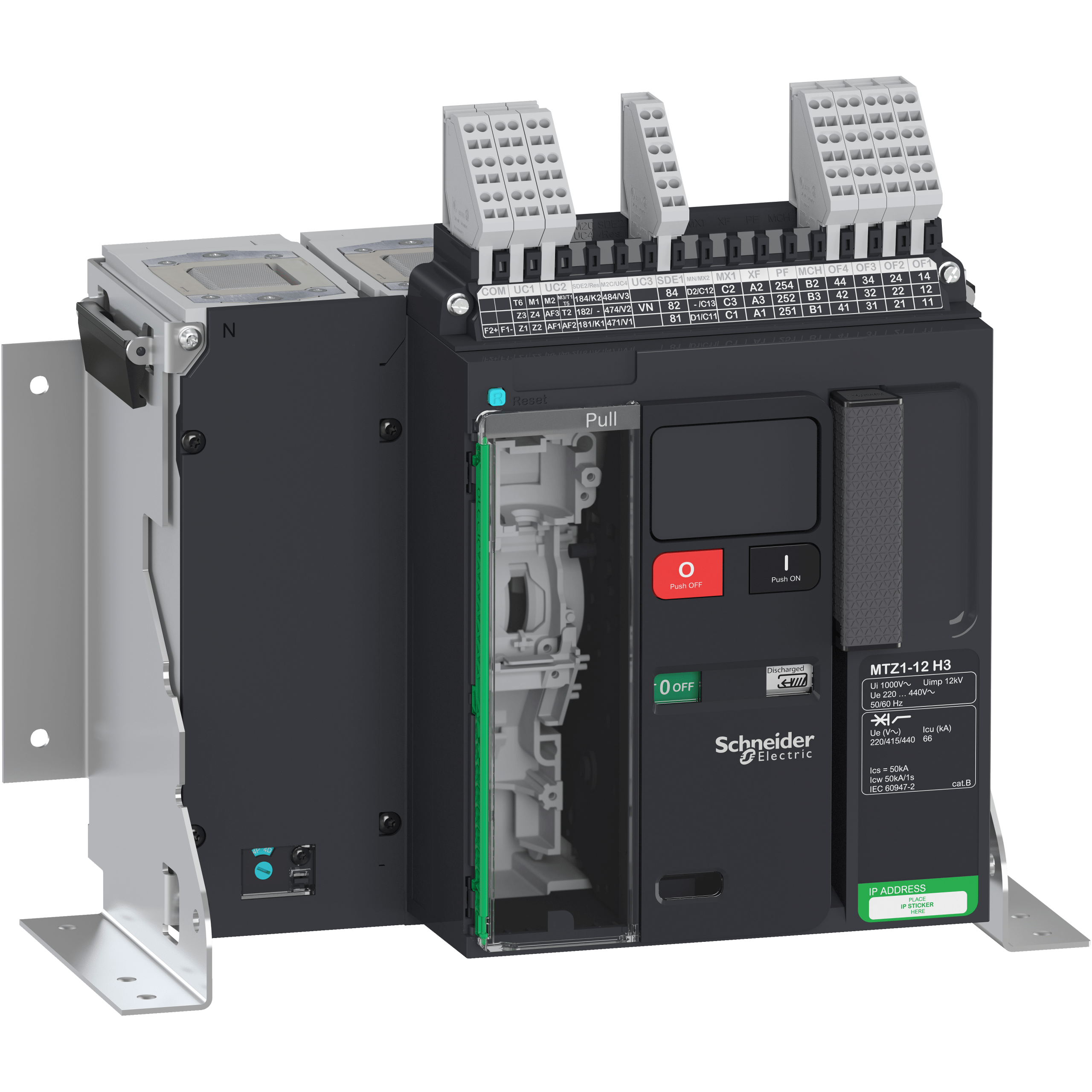 LV846446 - Circuit breaker Masterpact MTZ1 12H3, 1250 A, 4P fixed, without Micrologic Schneider Electric