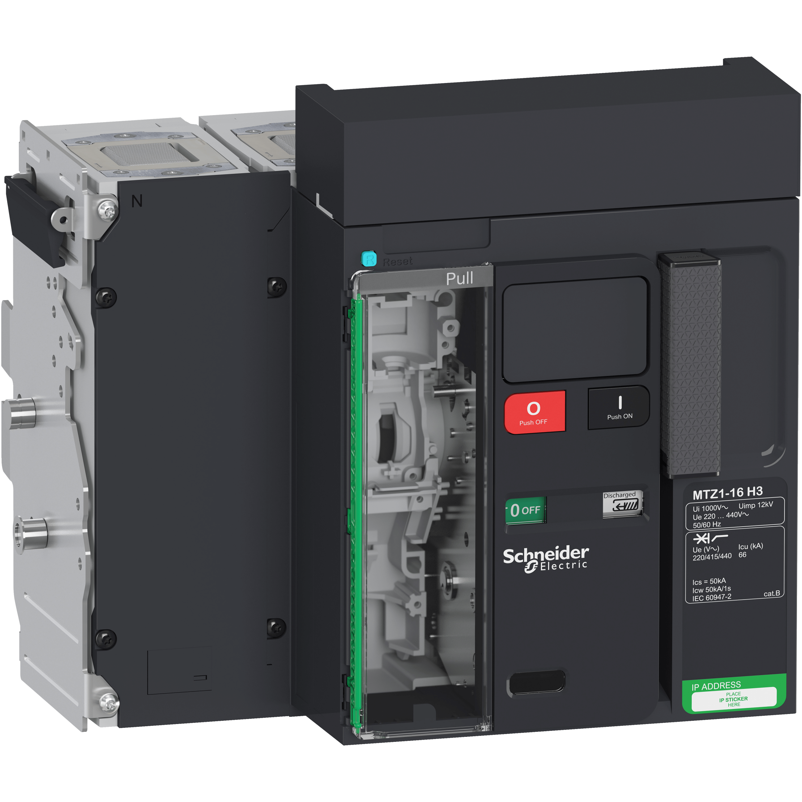 LV846461 - Circuit breaker Masterpact MTZ1 16H3, 1600 A, 4P drawout, without Micrologic Schneider Electric