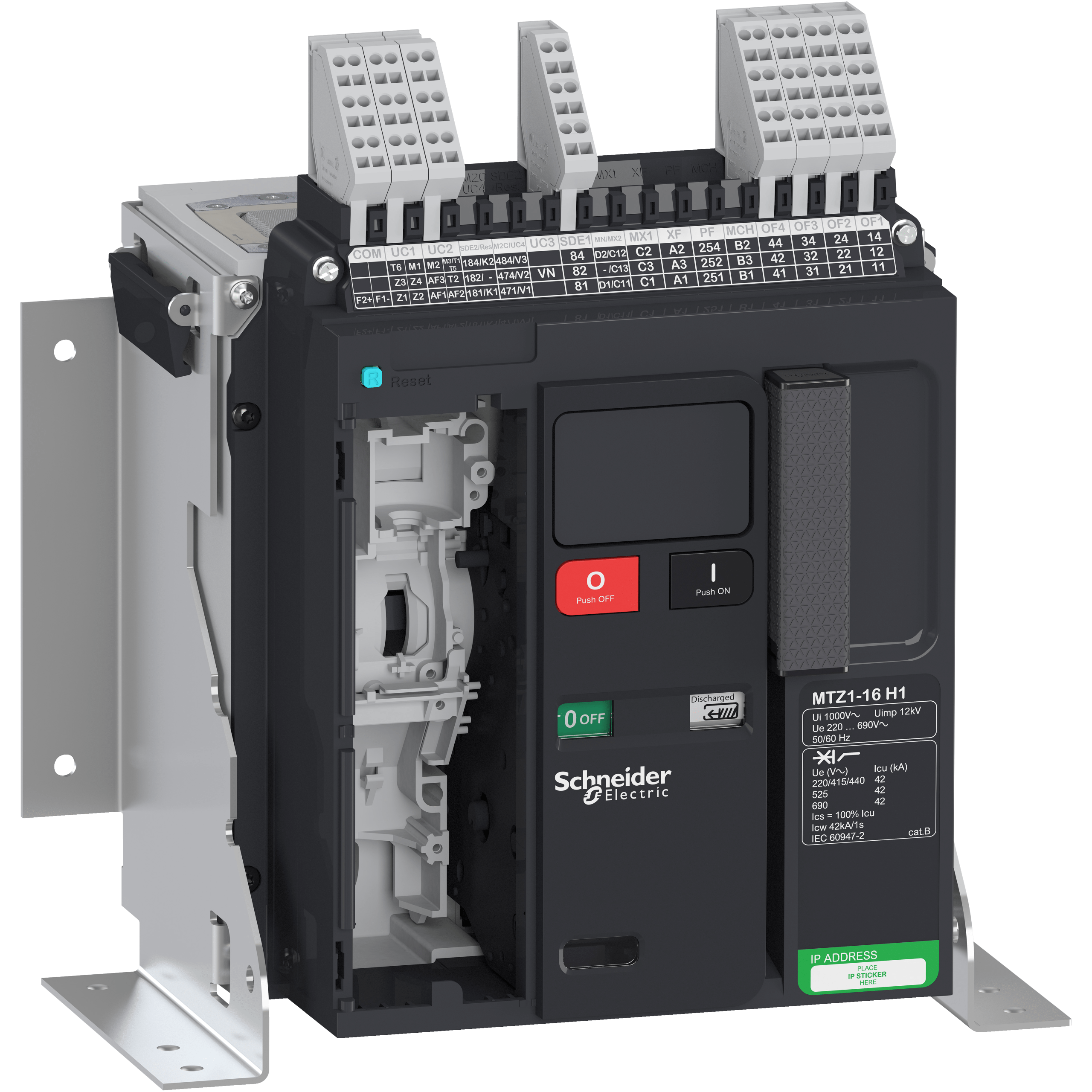 LV847150 - Circuit breaker Masterpact MTZ1 16H1, 1600 A, 3P fixed, without Micrologic Schneider Electric