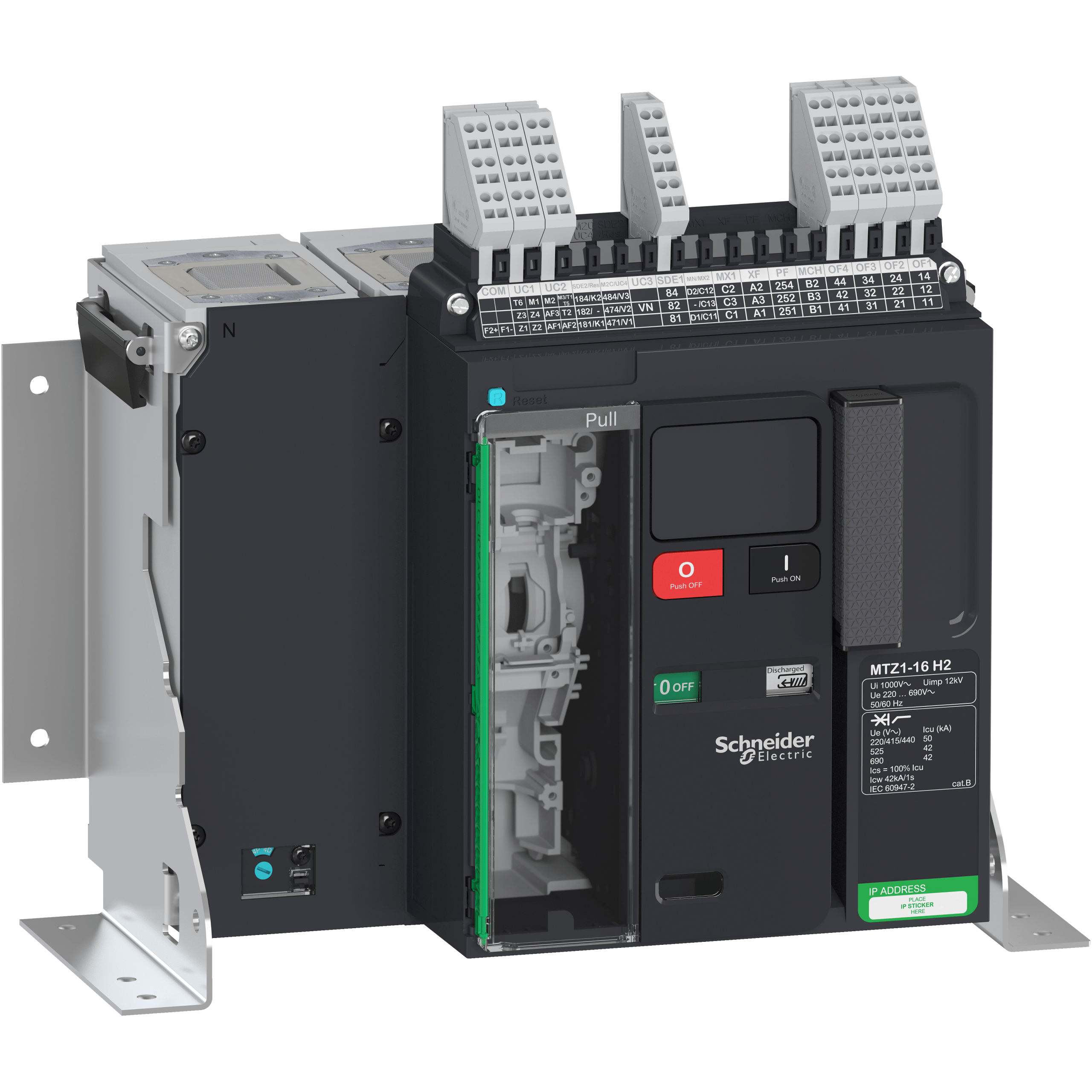 LV847157 - Circuit breaker Masterpact MTZ1 16H2, 1600 A, 4P fixed, without Micrologic Schneider Electric