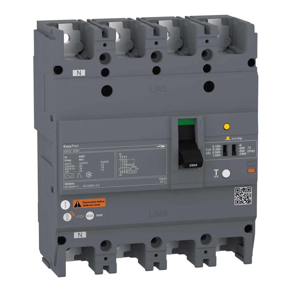 EZCV250H4160 - circuit breaker Easypact EZCV250H - TMD - 160 A - 4 poles 3d Schneider Electric