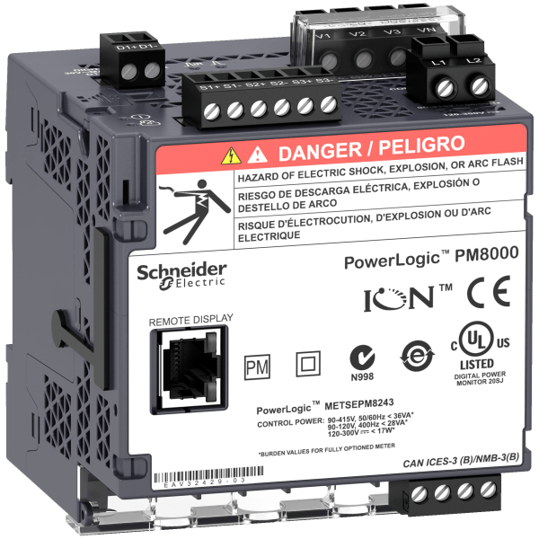 PowerLogic PM8000 - PM8243 DIN rail mount meter - intermediate metering Schneider Electric