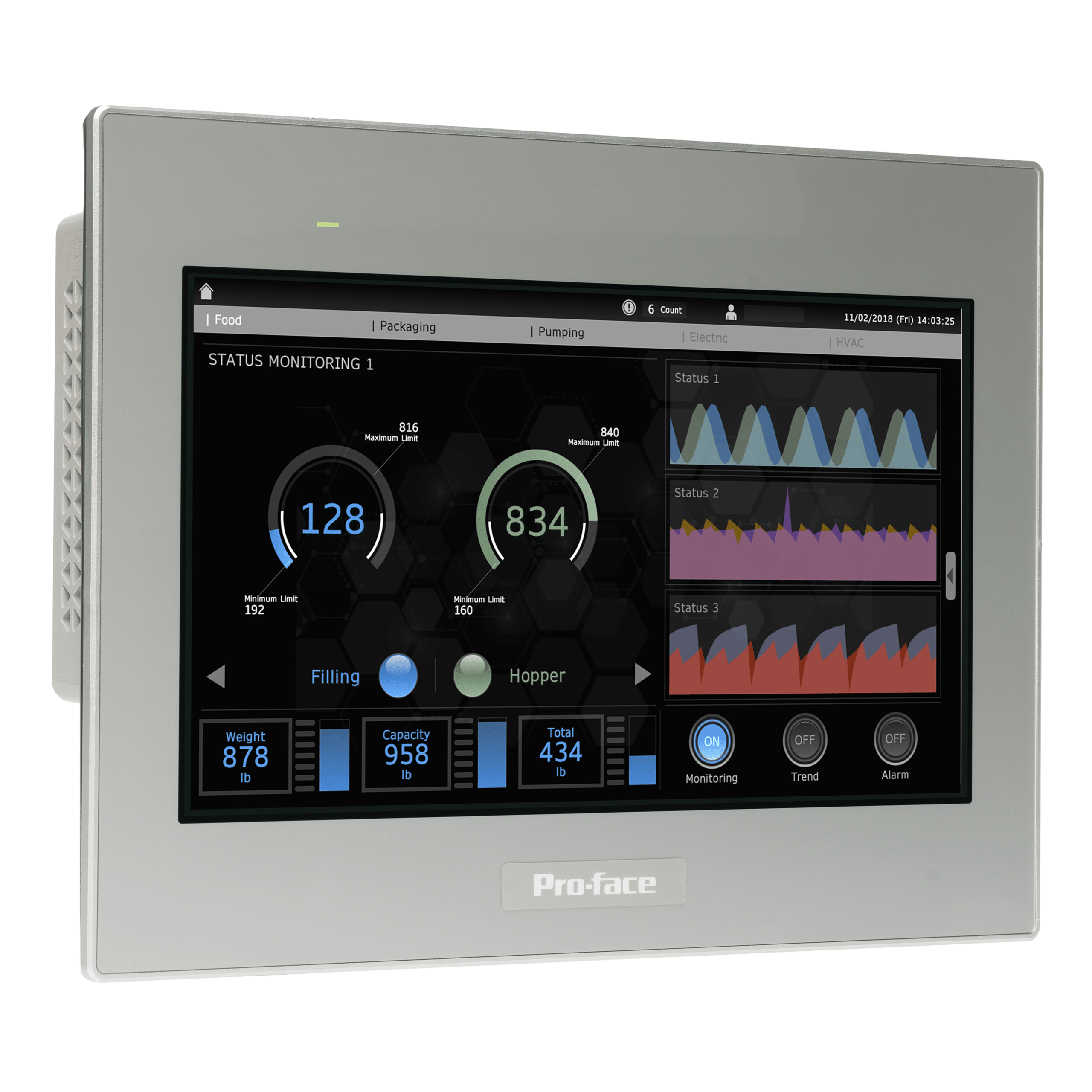 PFXST6500WAD - 10"W touch panel display, 2COM, 2Ethernet, USB host&device, 24VDC Pro-face by Schneider Electric