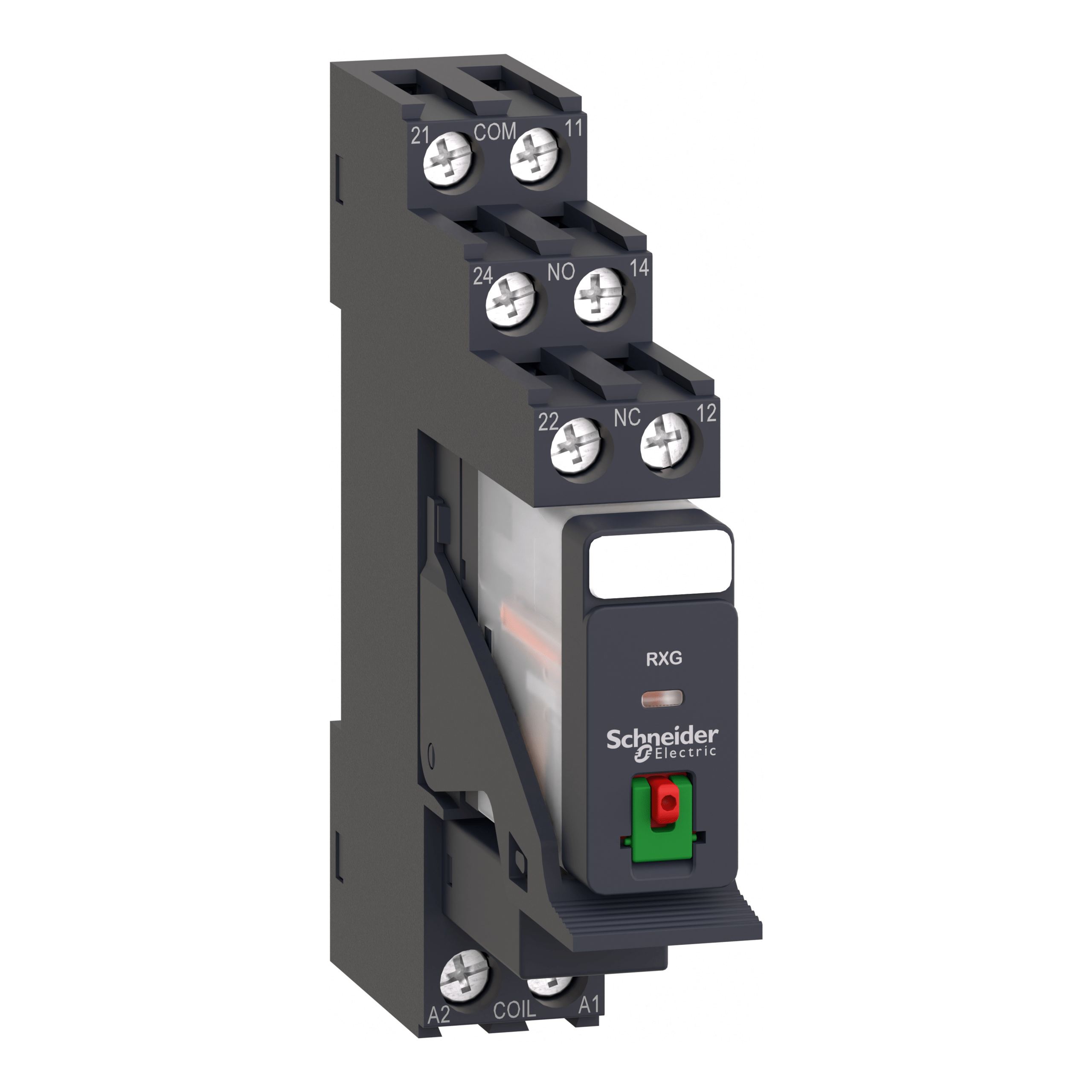 RXG21P7PV - Harmony, Interface plug-in relay pre-assembled, 5 A, 2 CO, with lockable test button, with protection circuit, 230 V AC Schneider Electric