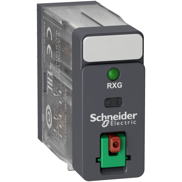 RXG22P7 — RXG22P7 - Harmony, Interface plug-in relay, 5 A, 2 CO, with LED, with lockable test button, 230 V AC Schneider Electric