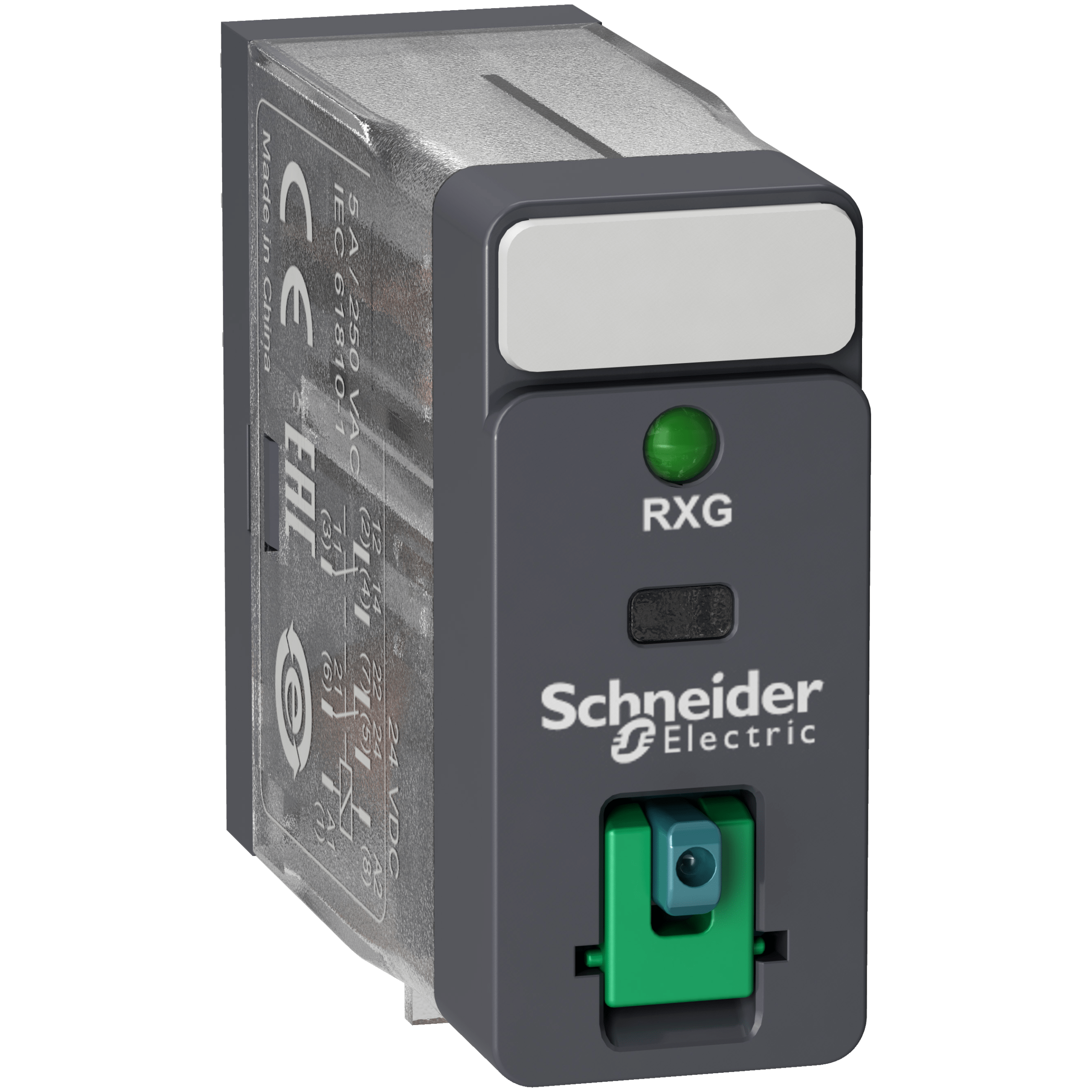 RXG22ED - Harmony, Interface plug-in relay, 5 A, 2 CO, with LED, with lockable test button, 48 V DC Schneider Electric