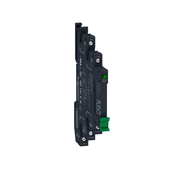 SSL1D03JDPV — SSL1D03JDPV - Harmony, Solid state relay pre assembled, 3.5 A, DC switching, screw sockets, input 4…12 V DC, output 1...24 V DC Schneider Electric