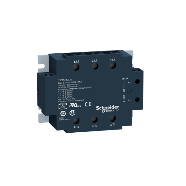SSP3A250BDT — SSP3A250BDT - Harmony, Solid state relay, 50 A, panel mount, zero voltage switching, thermal pad, input 4…32 V DC, output 48…530 V AC Schneider Electric