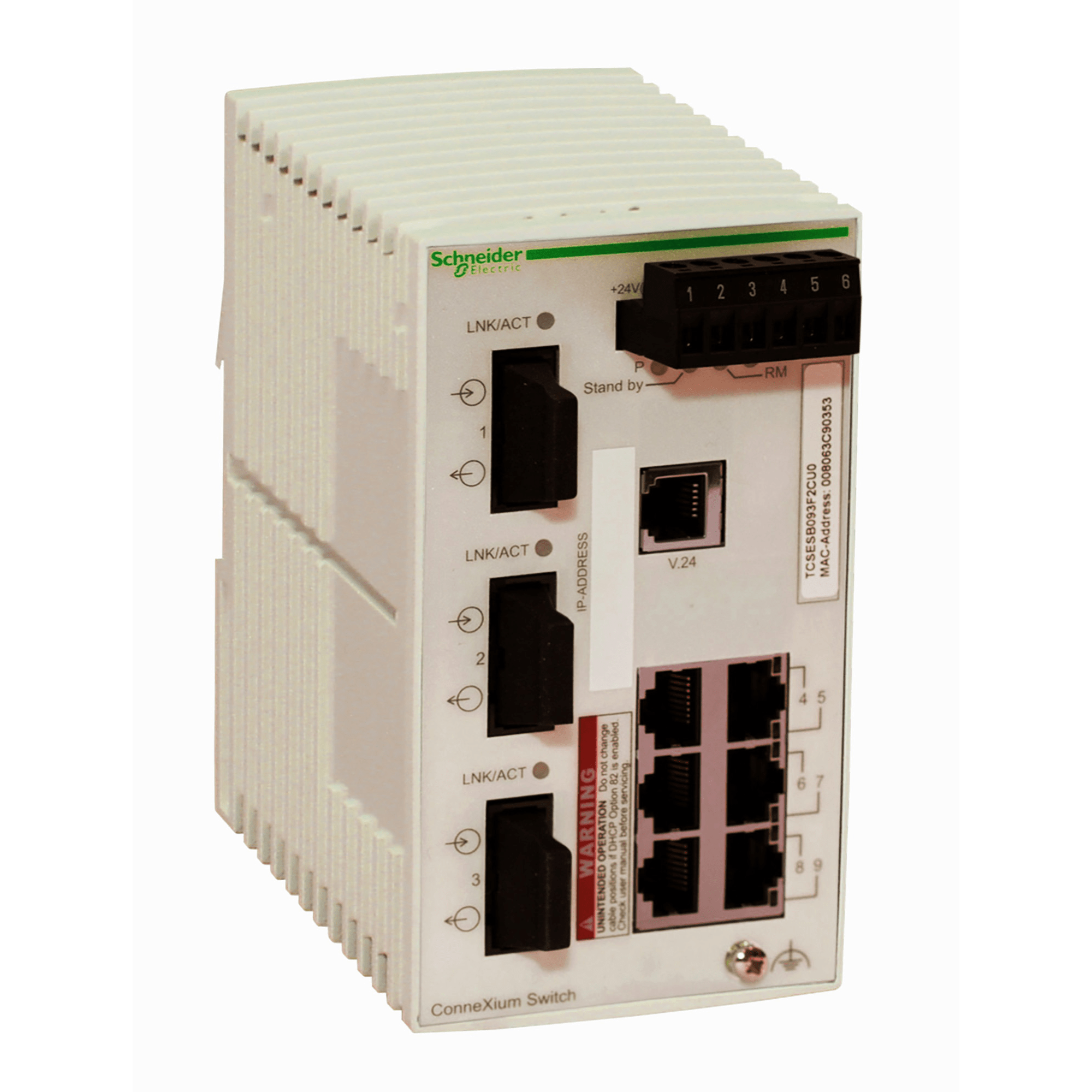 TCSESB093F2CU0 - ConneXium Basic Managed Switch - 6 ports for copper + 3 ports for fiber optic multimode Schneider Electric
