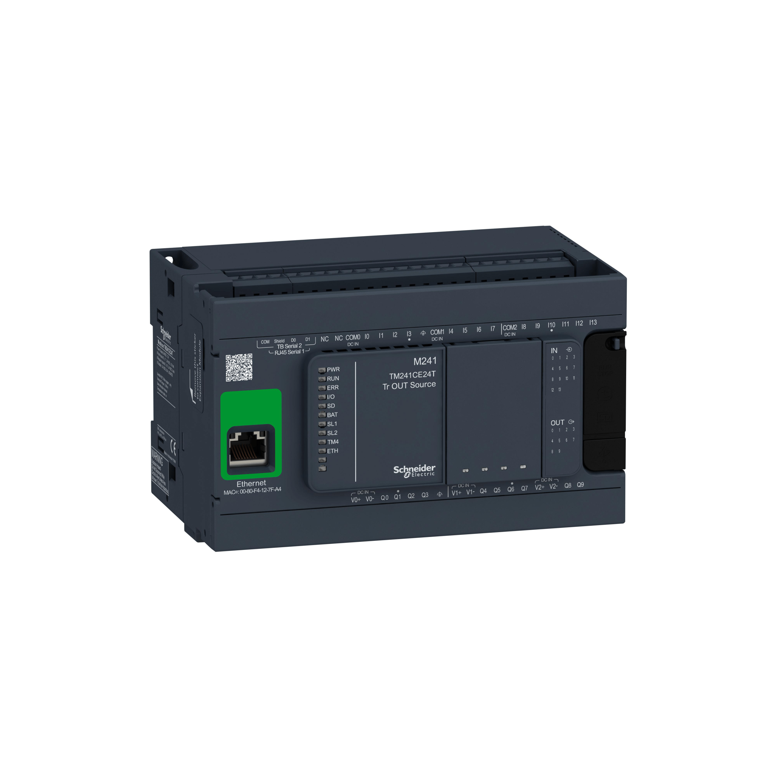 TM241CE24T - Logic controller, Modicon M221, 24 Input/Output, transistor PNP, Ethernet Schneider Electric