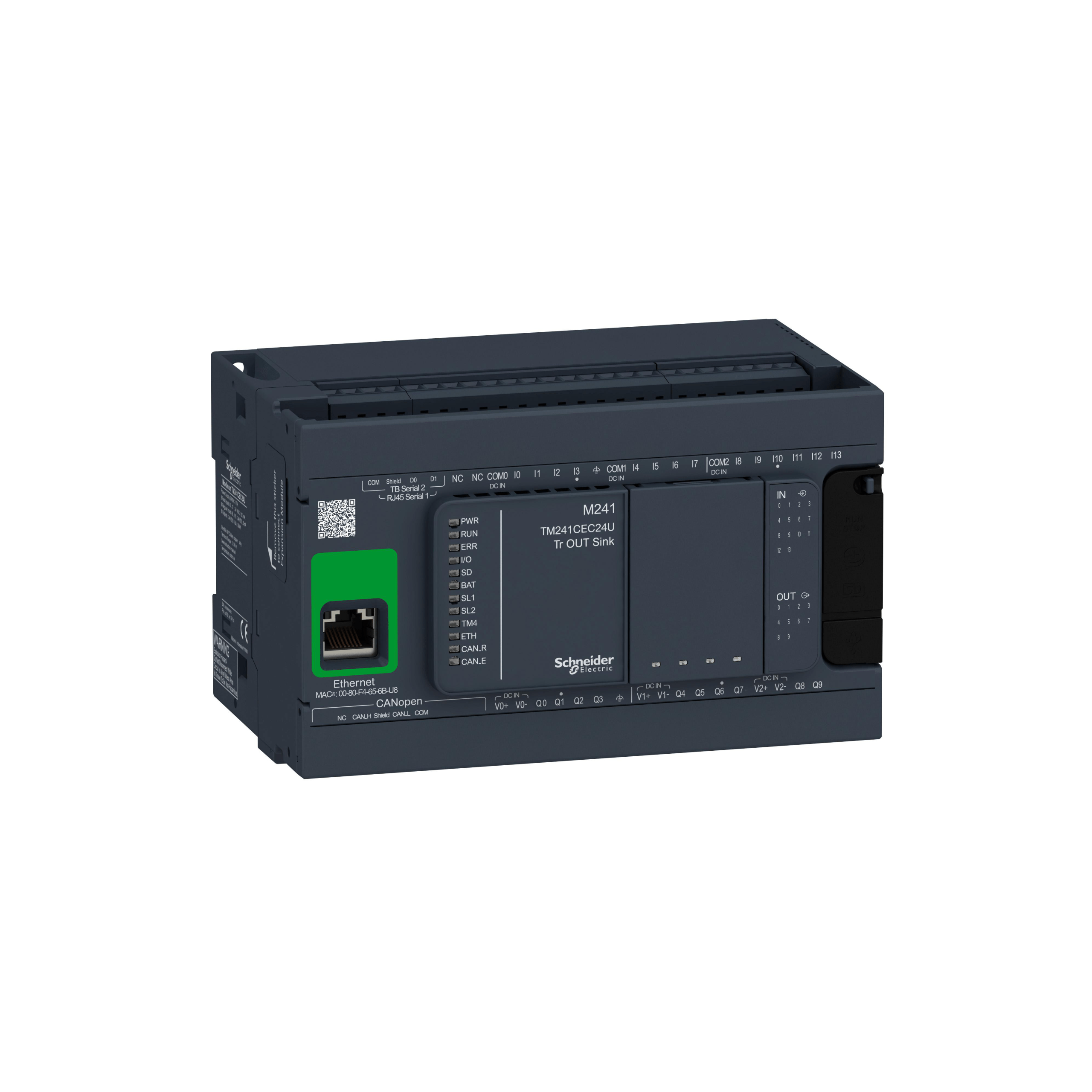TM241CEC24U - Logic controller, Modicon M241, 24 IO transistor NPN Ethernet CAN master Schneider Electric