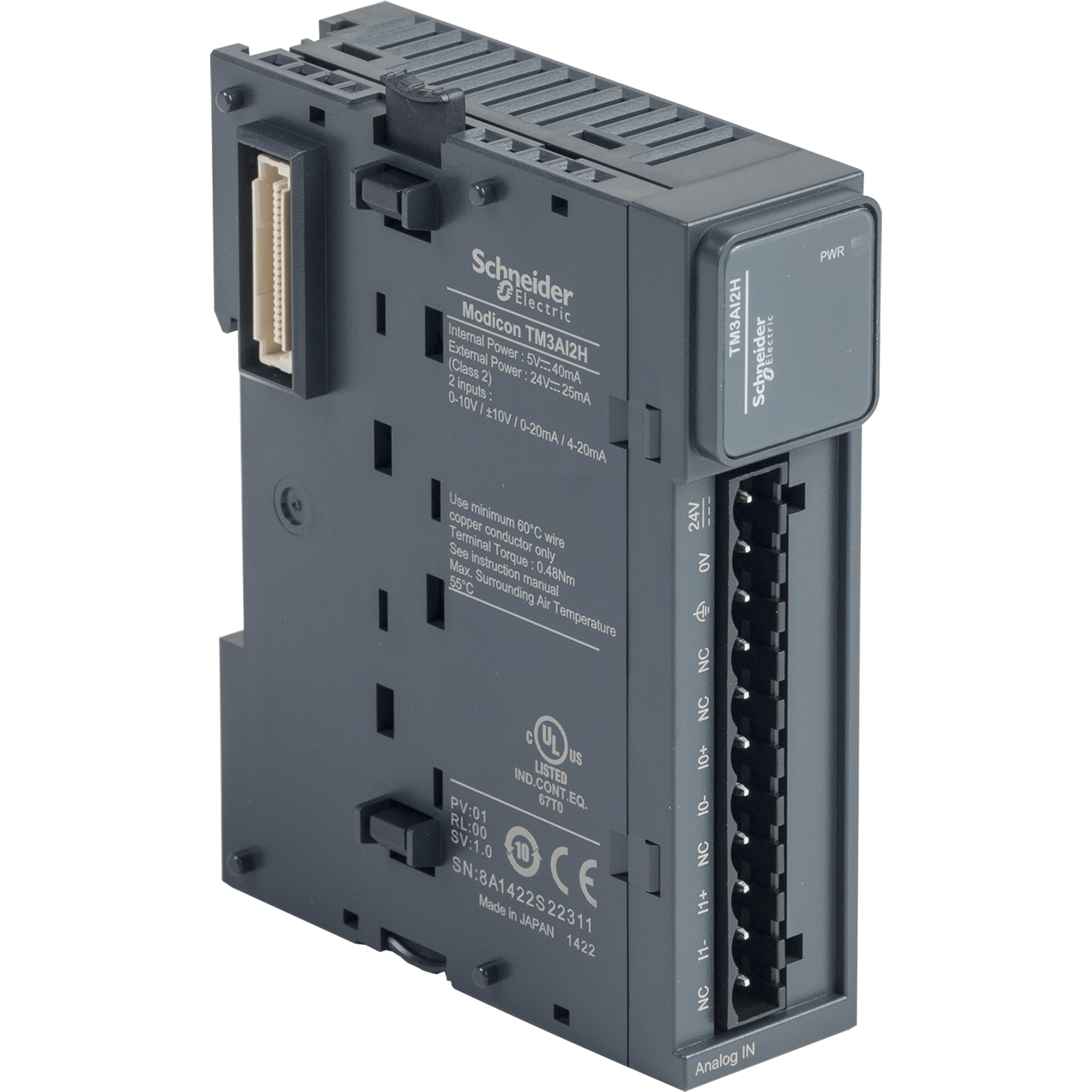 TM3AI2H - Analog input module, Modicon TM3, 2 inputs high resolution (screw) 24 VDC Schneider Electric
