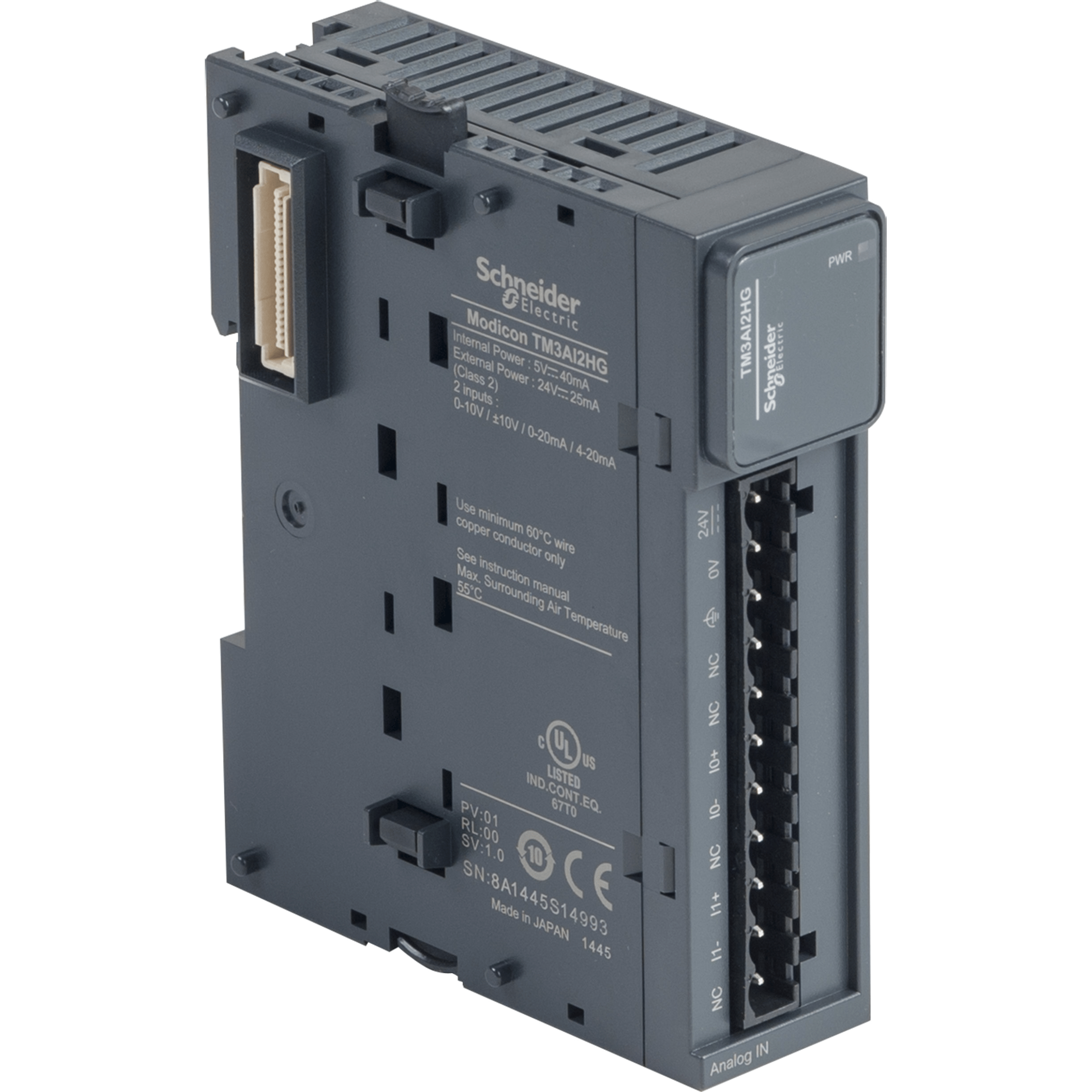 TM3AI2HG - Analog input module, Modicon TM3, 2 inputs high resolution (spring) 24 VDC Schneider Electric