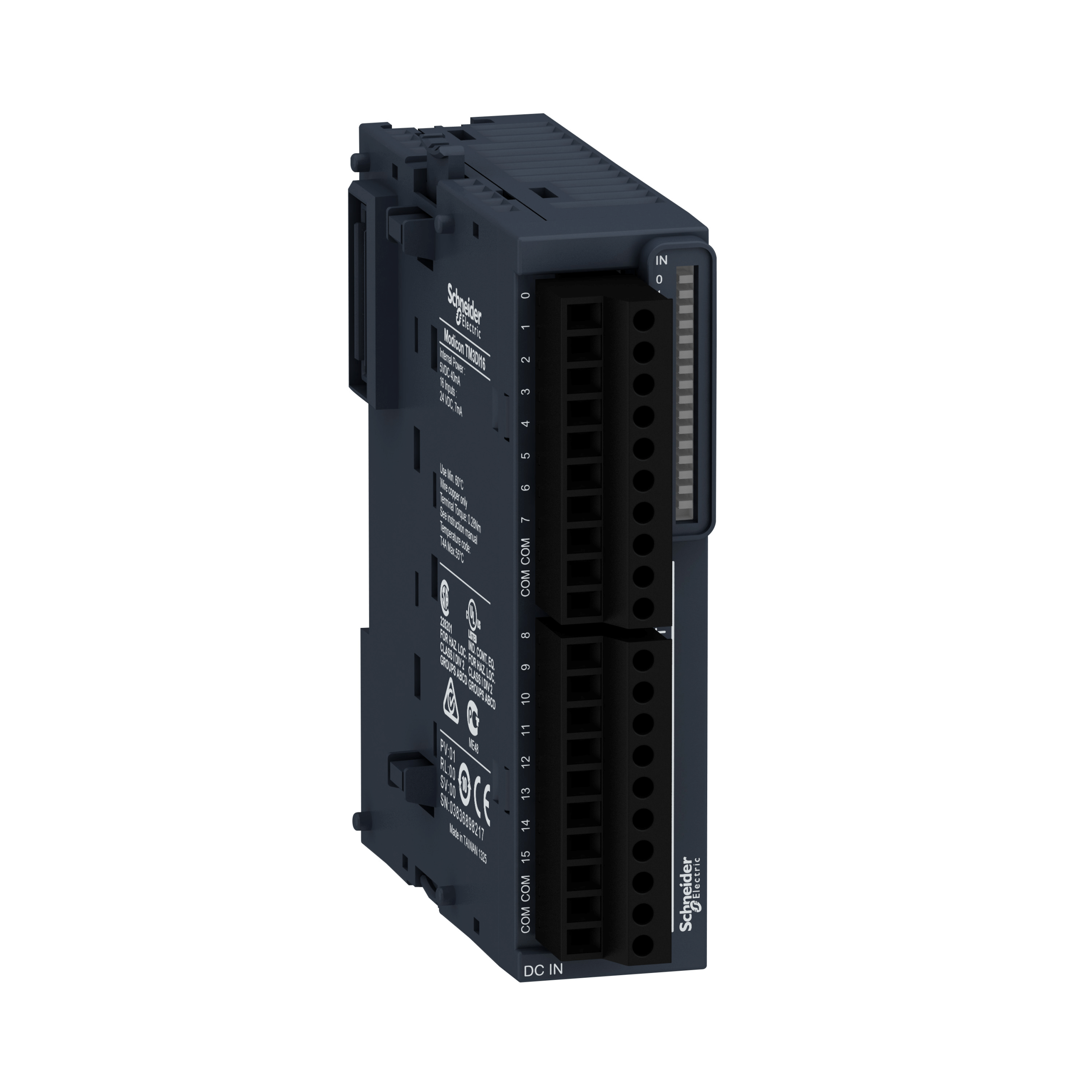TM3DI16 - Discrete input module, Modicon TM3, 16 inputs (screw) 24 VDC Schneider Electric