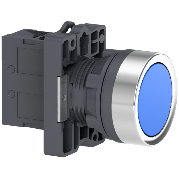 round blue push-button Ø 22 - flush spring return - 1NO