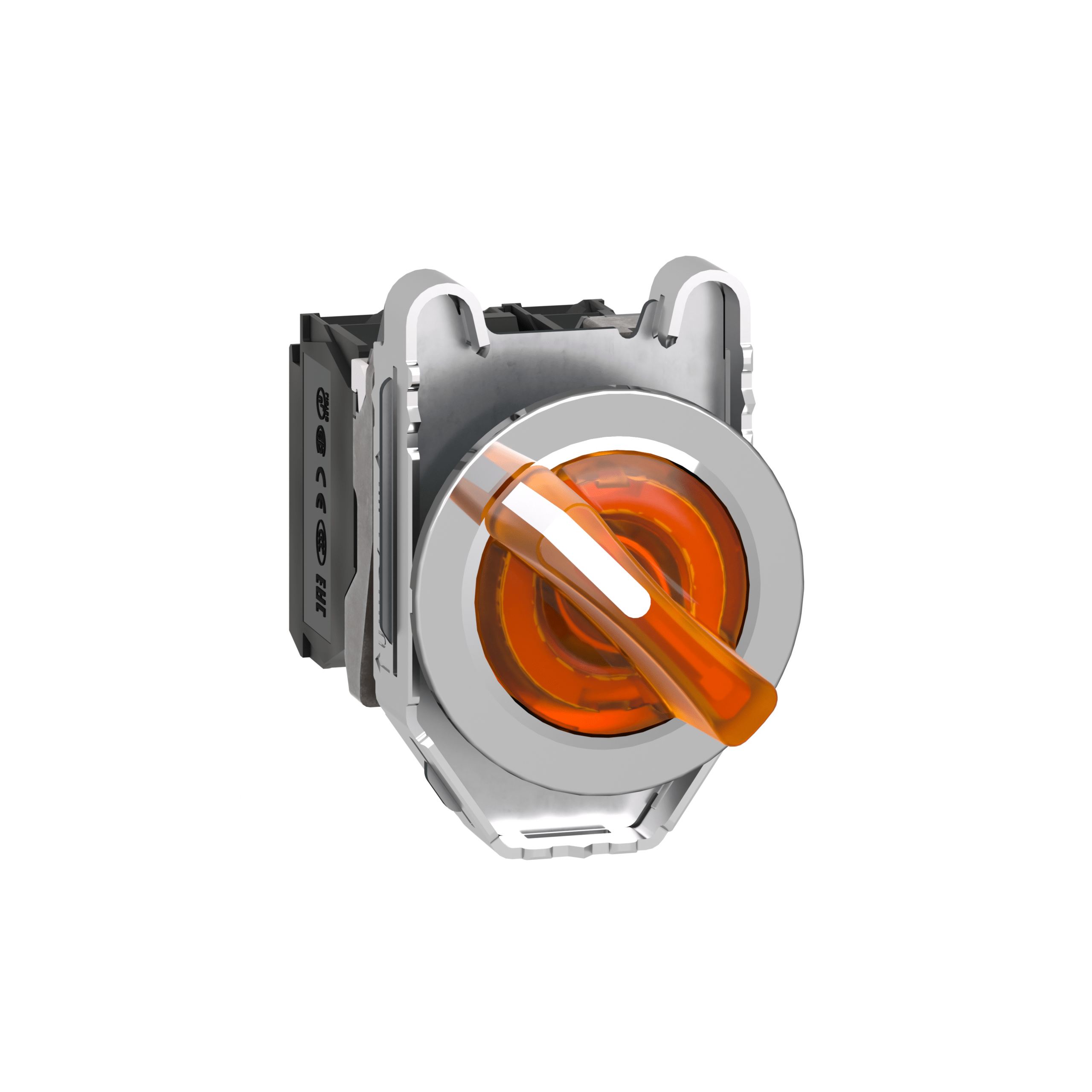 XB4FK125B5 - Harmony XB4, Illuminated selector switch flush mounted, metal, orange, Ø30, 2 positions, stay put, 24 V AC/DC 1 NO + 1 NC Schneider Electric
