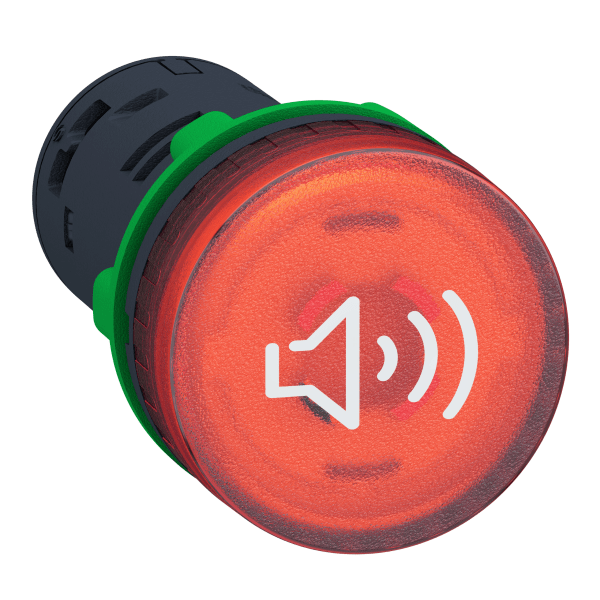 Harmony XB5, Illuminated buzzer, plastic, red, Ø22, continuous or intermittent tone, 110...120 V AC Schneider Electric