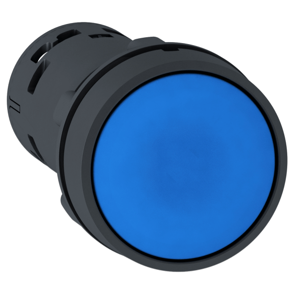 Harmony XB7, Monolithic push button, plastic, blue, Ø22, spring return, unmarked, 1 NO + 1 NC Schneider Electric