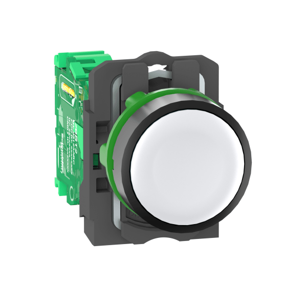 Harmony XB5, Wireless and batteryless push button, plastic, white, Ø22, spring return with transmitter