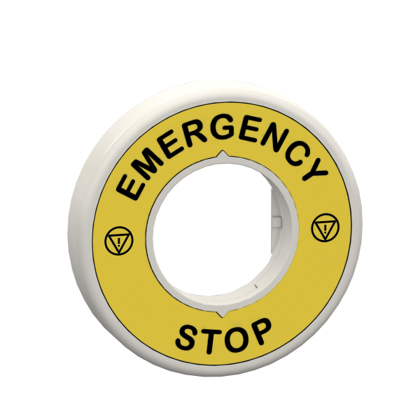 ZBY9W2B330 — ZBY9W2B330 - Harmony, Illuminated ring Ø60, plastic, yellow, red fixed integral LED, marked EMERGENCY STOP, 24 V AC/DC Schneider Electric