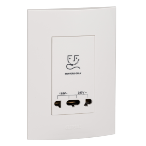 ZZA_S3727VWE - Monoblock shaver socket complete with surrounds (100mmx50mm) - white Schneider Electric