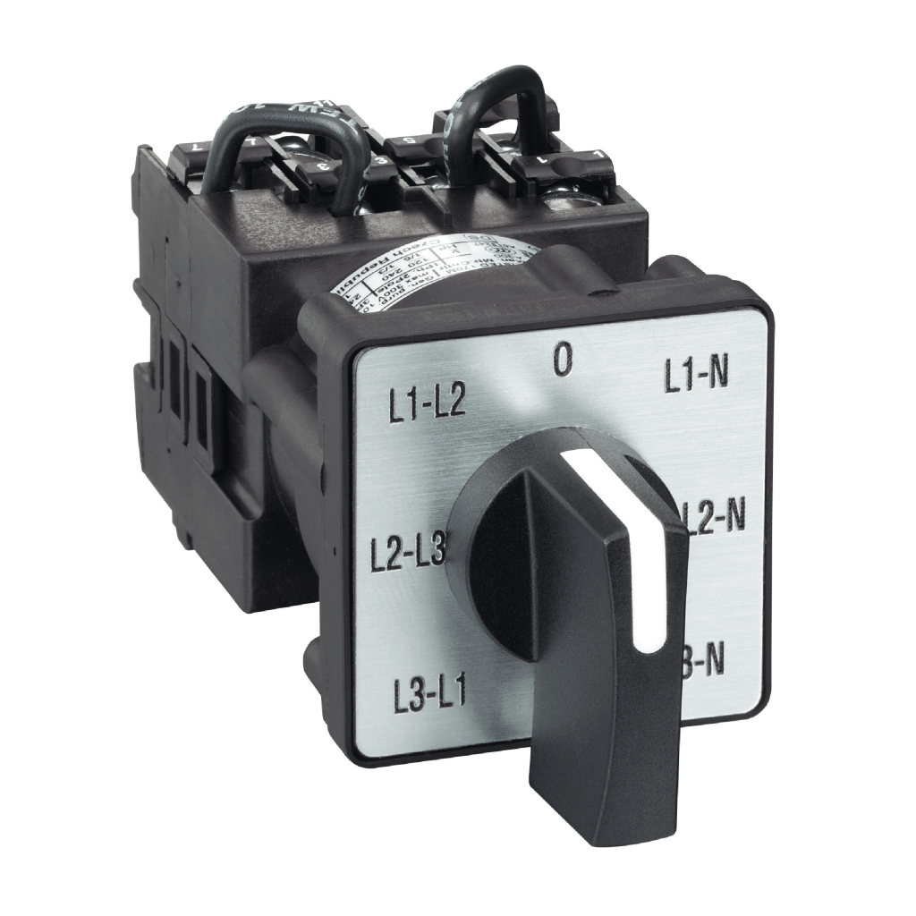 K1F027MLH - Harmony K1, K2, Cam voltmeter switch, 3L and 3LN, 45°, 12 A, screw mounting Schneider Electric
