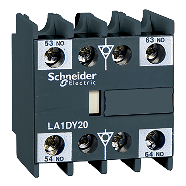 LA1DX20 — LA1DX20 - Auxiliary contact block, TeSys D, 2NO (sealed), front mounting, screw clamp terminals Schneider Electric