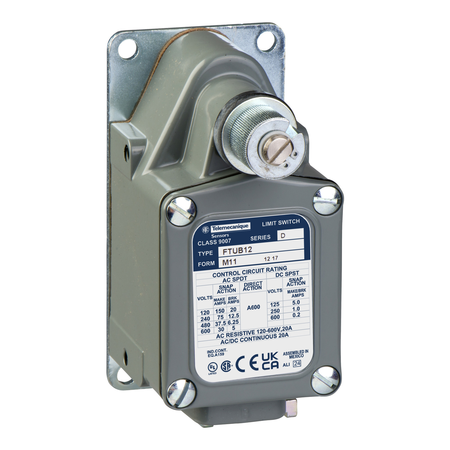 9007FTUB12M11 – Limit switch, 9007, 600 VAC 12amp t+ft +options | Telemecanique Sensors — Schneider Electric