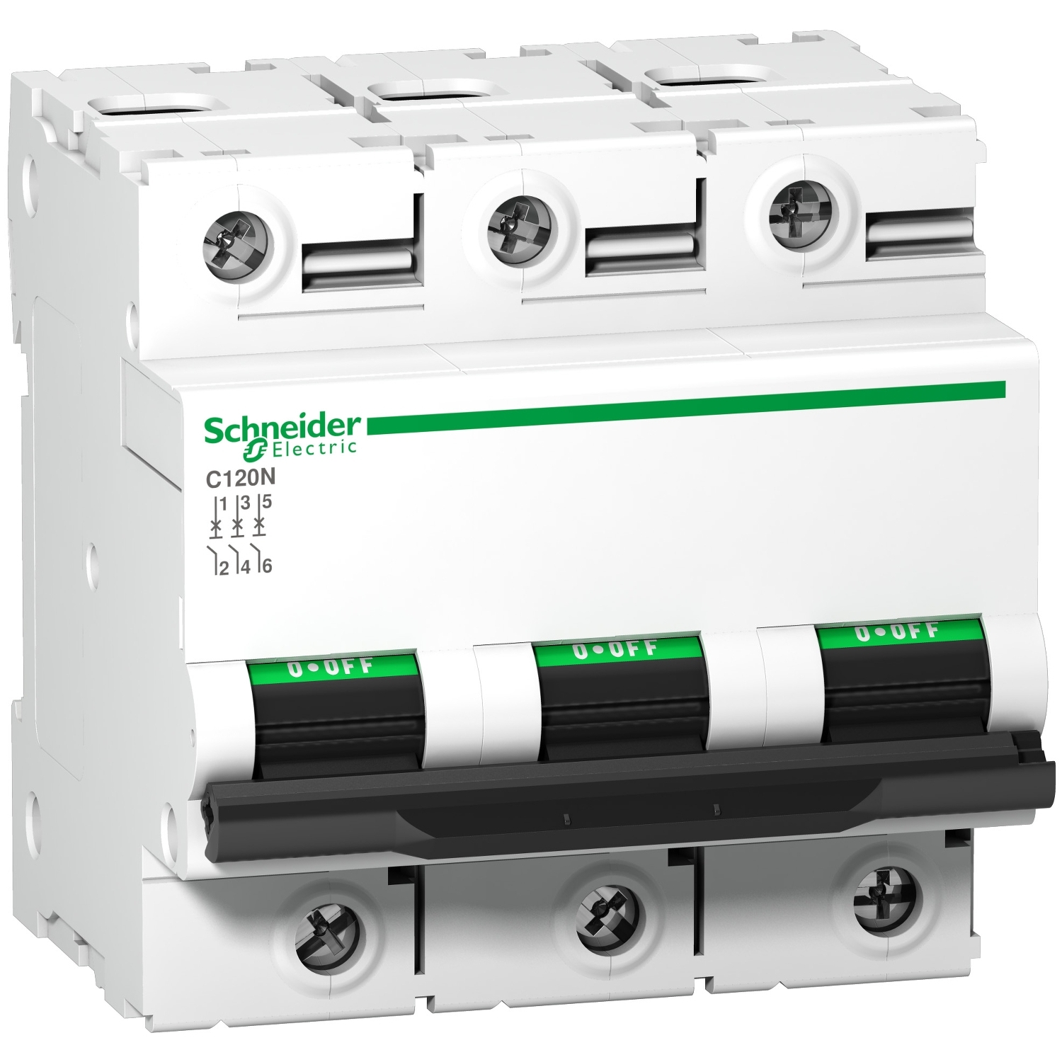 Miniature circuit-breaker, Acti9 C120N, 3 pole, 80 A, C curve, 10000 A (IEC 60898-1), 10 kA (IEC 60947-2)