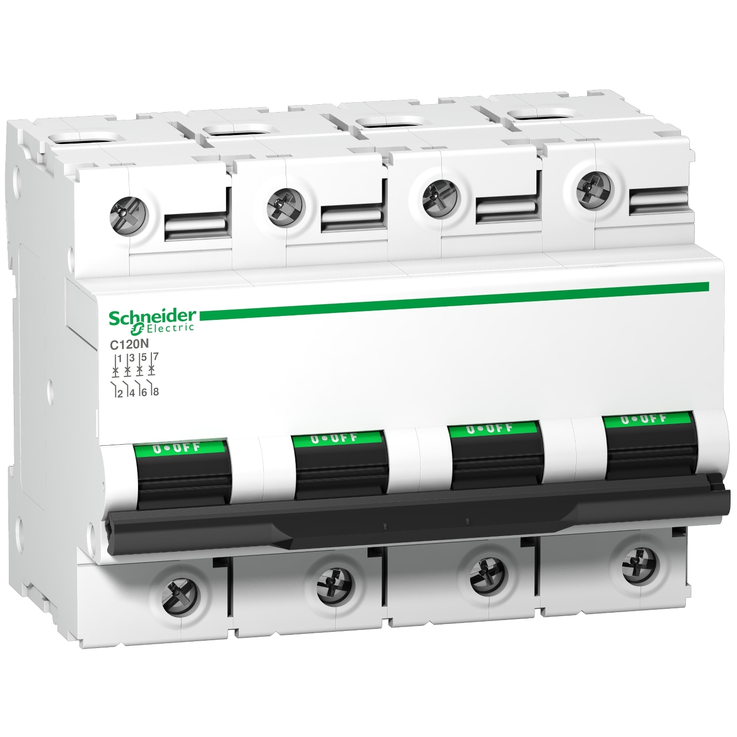 Miniature circuit-breaker, Acti9 C120N, 4P, 80 A, C curve, 10 kA (IEC 60947-2)