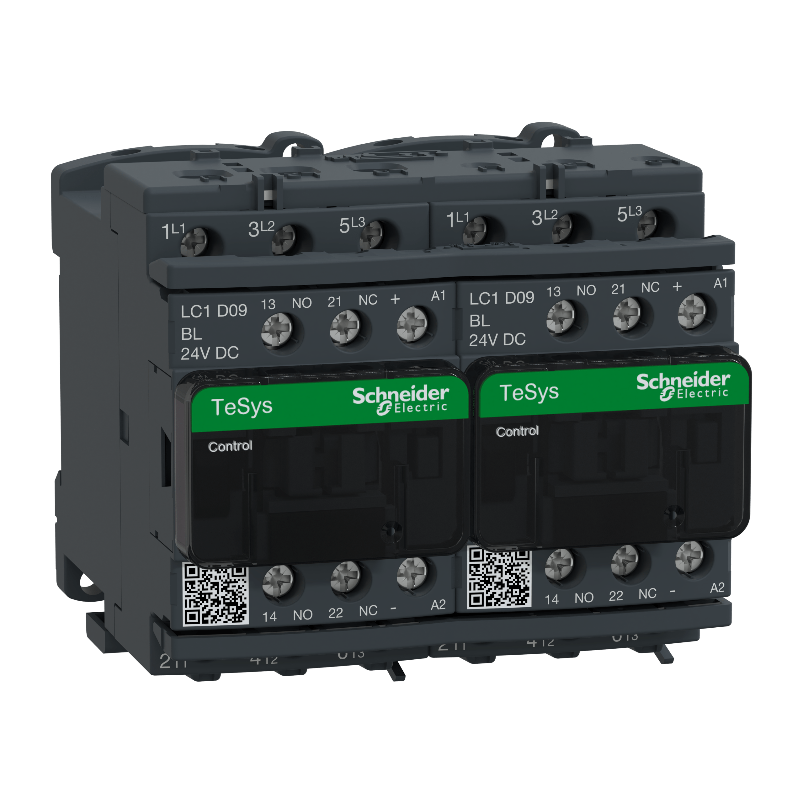 LC2D09BL - TeSys D reversing contactor - 3P(3 NO) - AC-3 - <= 440 V 9 A - 24 V low consumption DC coil Schneider Electric