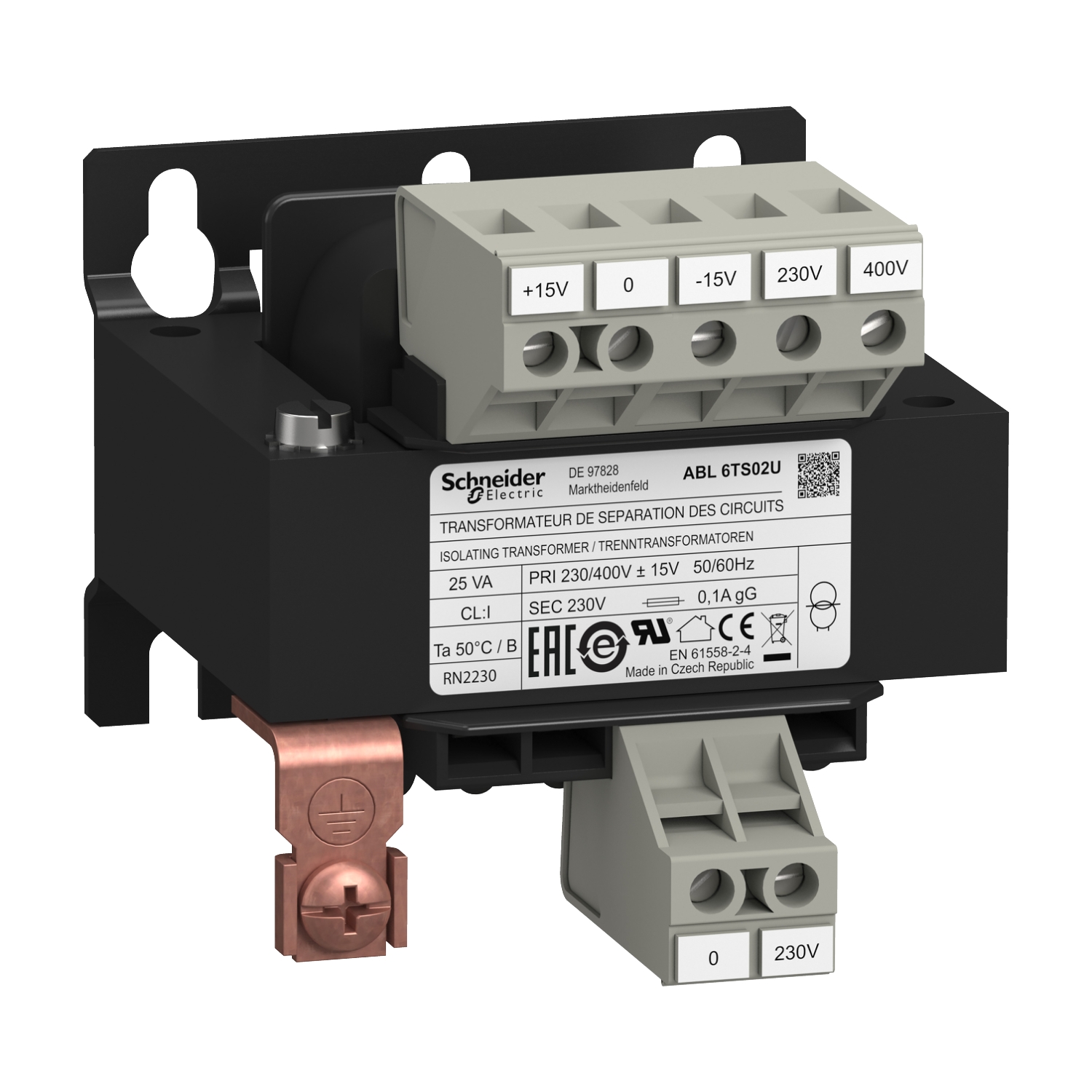 ABL6TS02U – Voltage transformer - 230..400 V - 1 x 230 V - 25 VA | Telemecanique — Schneider Electric