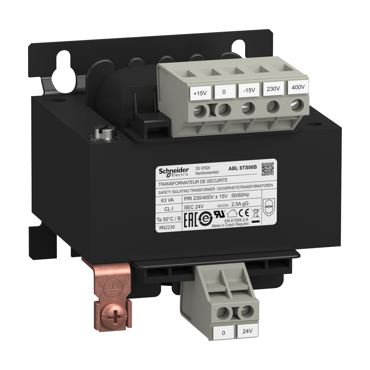 ABL6TS06B – Voltage transformer, 230-400 V, 1 x 24 V, 63 VA | Telemecanique — Schneider Electric