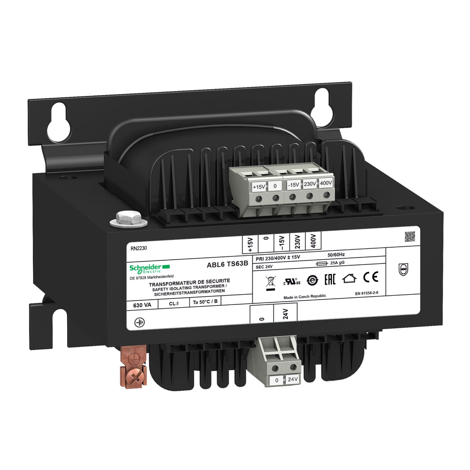 ABL6TS63B – Voltage transformer - 230..400 V - 1 x 24 V - 630 VA | Telemecanique — Schneider Electric