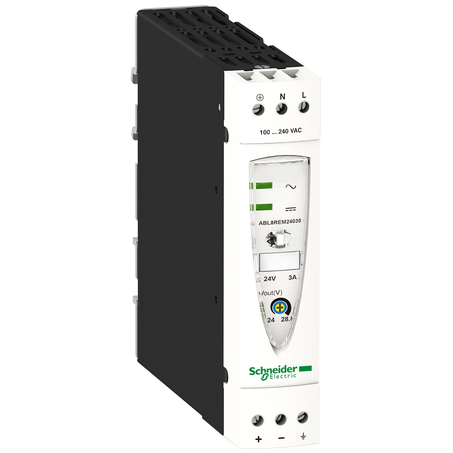 ABL8REM24030 – ABL8REM24030 - Regulated SMPS, 1 or 2-phase, 100..240 V AC, 24 V, 3 A | Schneider Electric