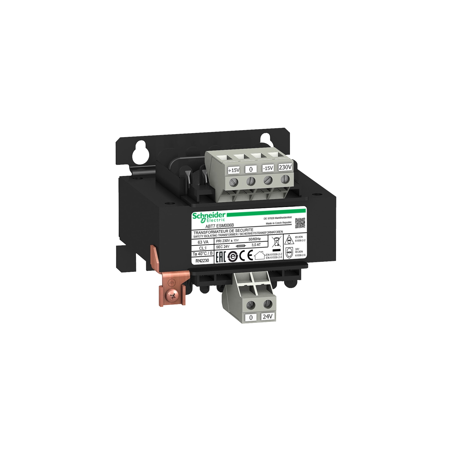 ABT7ESM006B – Voltage transformer - 230 V - 1 x 24 V - 63 VA | Telemecanique — Schneider Electric