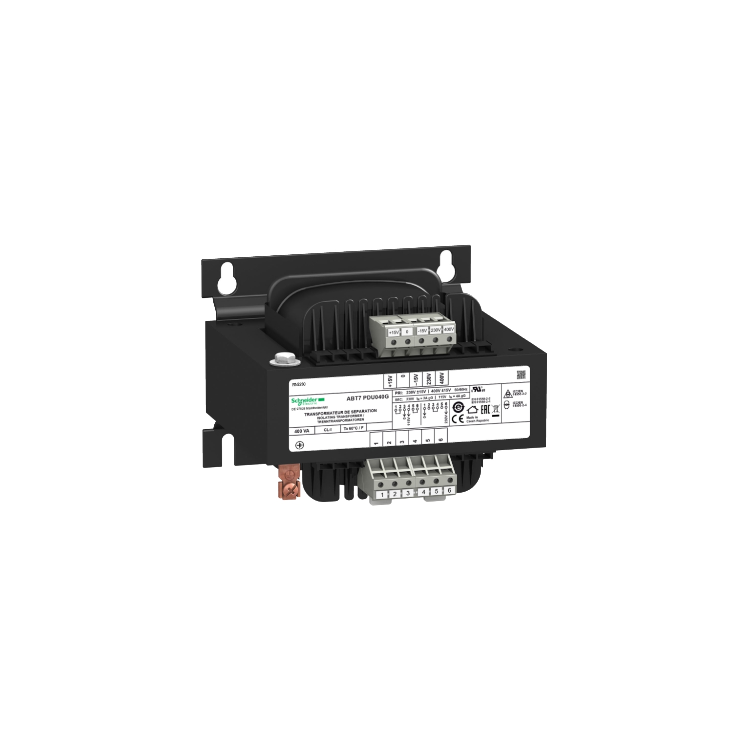 ABT7PDU040G – Voltage transformer - 230..400 V - 2 x 115 V - 400 VA | Telemecanique — Schneider Electric